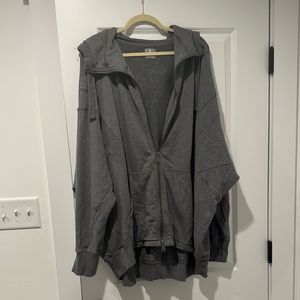 Free People grey zip up hoodie in size xl